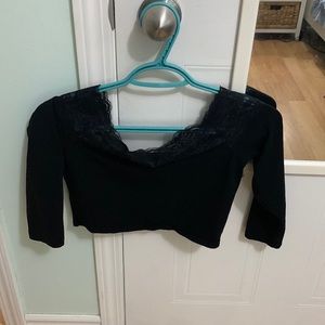 Black off the shoulder crop top